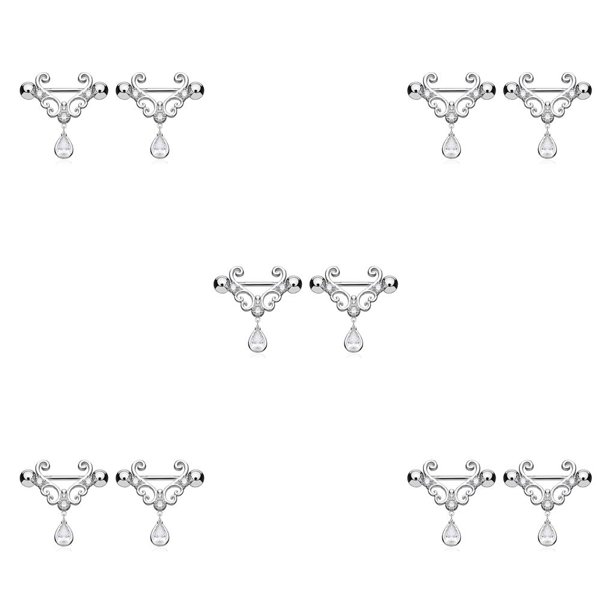 Guardurnaity Anillos para pezones, falso a la moda, práctico, duradero, resistente al desgaste, joyas de pedante para vestirse de plata Plata 5piezas Guardurnaity CBP221426