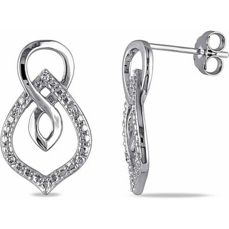 Miabella Diamond Accent Sterling Silver Infinity Earrings