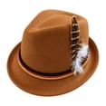 thumbnail image 3 of German Oktoberfest Fedora Hat Soft Felt Feather Decor Braided Band Short Brim Trilby Hat Men Women Bavarian Festival Costume Hat One Size, 3 of 3