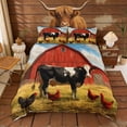 thumbnail image 3 of Erosebridal Farmhouse Rooster Cow Duvet Cover Set, Red Farmhouse Bedding Full, Reversible 3pcs 1 Duvet Cover and 2 Pillowcases (No Comforter), 3 of 6