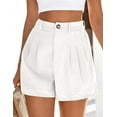 thumbnail image 5 of PRETTYGARDEN Womens Shorts Casual Summer Elastic High Waist Zipper Button Tailored Shorts Pleated Beach Vacation Outfits, 5 of 9