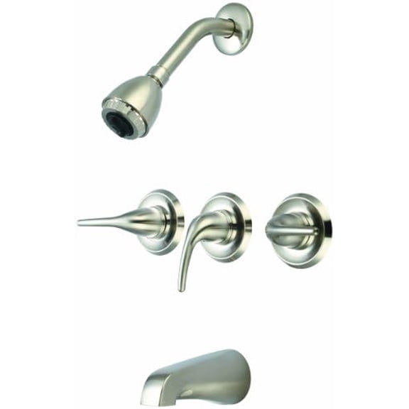 Faucets P-3250-BN Three Handle Tub/Shower Set, PVD Brushed Nickel Finish$$Tools & Hardware Other