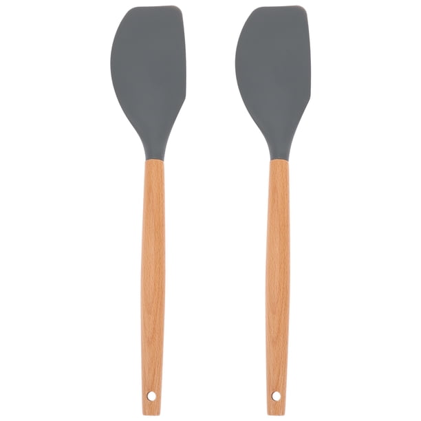 FELTECHELECTR 2 espátulas de silicona resistentes al calor con mango de madera para cocina.