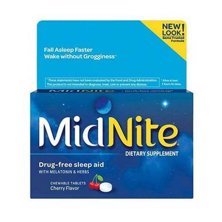 Midnite Sleep Aid Chewable Tablets, Cherry Flavor, 10 (Best Over The Counter Sleep Aid To Stay Asleep)