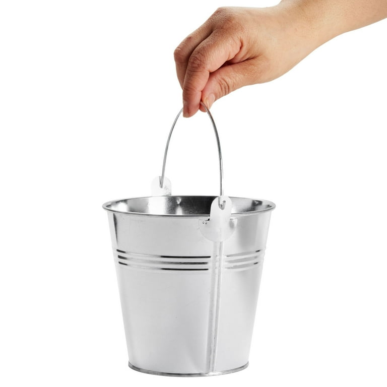 12 Pack Mini Metal Buckets Small Metal Pail Tinplate Tin Pails Containers  with Handles for Party Favors and Garden Decorations