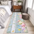 thumbnail image 4 of Easter Eggs 2'x6' Runner Rugs for Hallway Kitchen Bedside Non Slip, Spring Daisy Eucalyptus Leaves Light Blue Wood Entryway Rug Runners with Rubber Backing, Long Carpet Runner for Laundry Room, 4 of 8