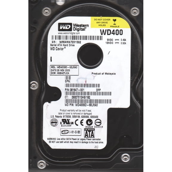 WD400BD-60LRA0, DCM HSBACTJCA, Western Digital 40GB SATA 3.5 Hard Drive