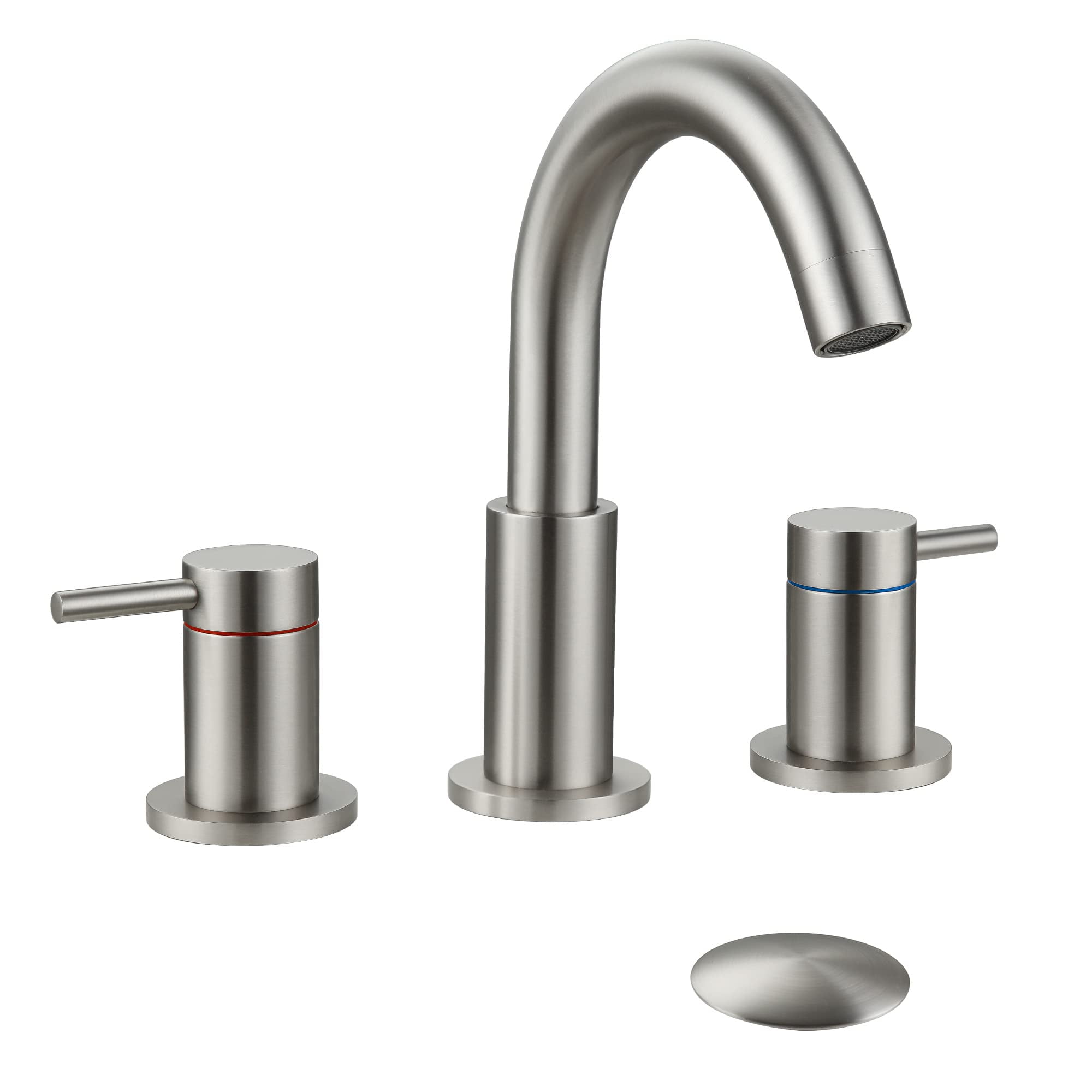 Brushed Nickel Bathroom Faucet ,Two Handle 8 inch Widespread Bathroom ...