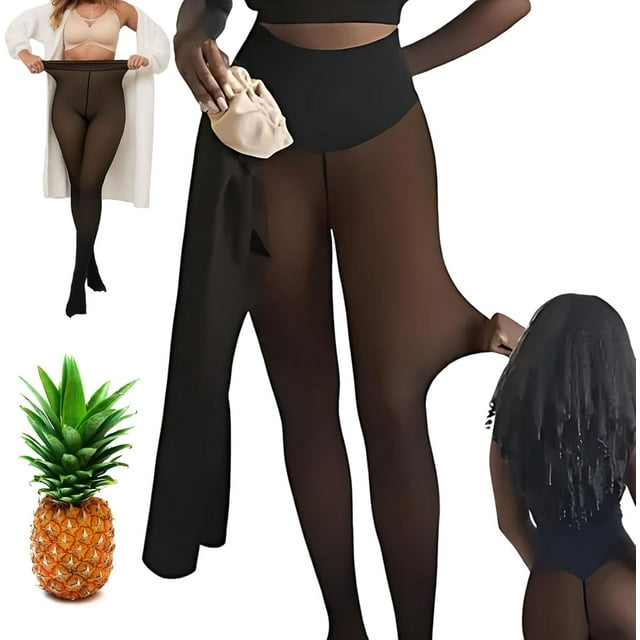 New Compression Band & One Seam Option The Original Magic Fleece Lined Leggings, Winter Fake Translucent Warm Tights