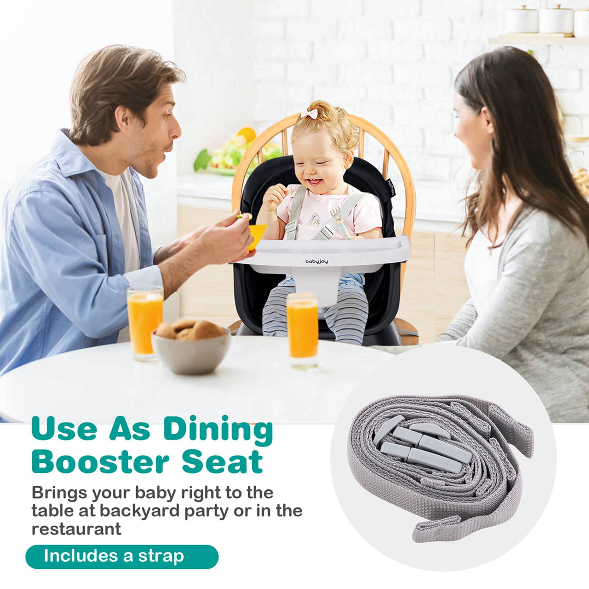Costway  8-in-1 Baby High Chair Convertible Dining Booster Seat w/ Removable Tray Black