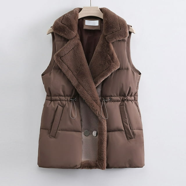 Ailaofu Gilet Matelassé Court pour Femme, Gonflé, avec Poches, Léger, Gilet d'Extérieur Chaud Sans Manches
