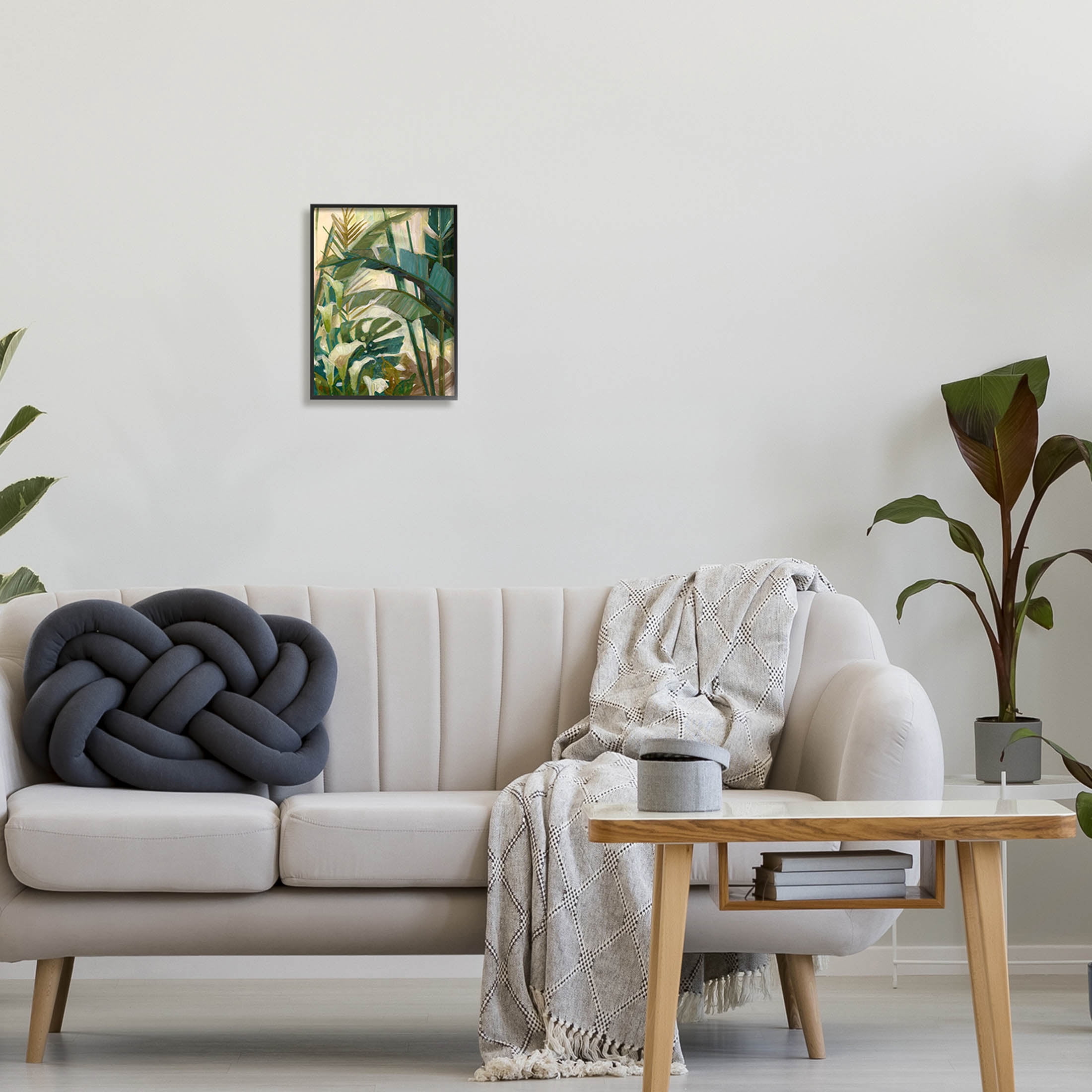 Tropical Jungle Plant Leaves Botanical & Floral Graphic Art Black Framed Art Print Wall Art