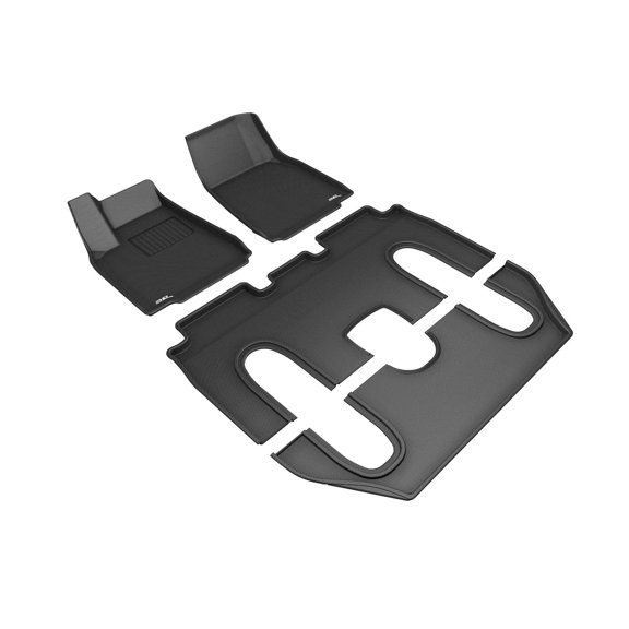3D Maxpider 2016-2019 Fits Tesla Model X 6-Seat With Center Console Kagu Black 1st Row 2nd Row 3rd Row Carbon Fiber Embossed Pattern Floor Mat L1Tl00901509