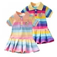 thumbnail image 3 of Kids Toddler Baby Girls Rainbow Dress Cute Bunny Decoration Dress Short Sleeve Princess Dress, 3 of 5