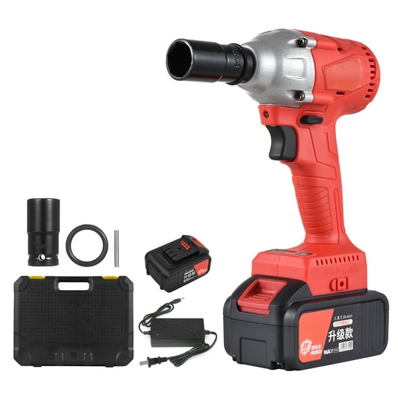 TFixol Clé à Choc Sans Fil Sans Balais 21V avec Mandrin 1/2 Po Couple 320N.m Clé Portative 1980W Kit de Clé Électrique Tournevis Vitesse Variable avec Batterie Lithium 3.0Ah Chargeur Rapide pour Enlever Écrous