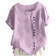 thumbnail image 2 of Fiudx Liquidación de Ofertas Flash Camiseta de Verano con Cuello Redondo y Manga Corta para Mujer, Informal, con Botones Impresos, 2 of 5