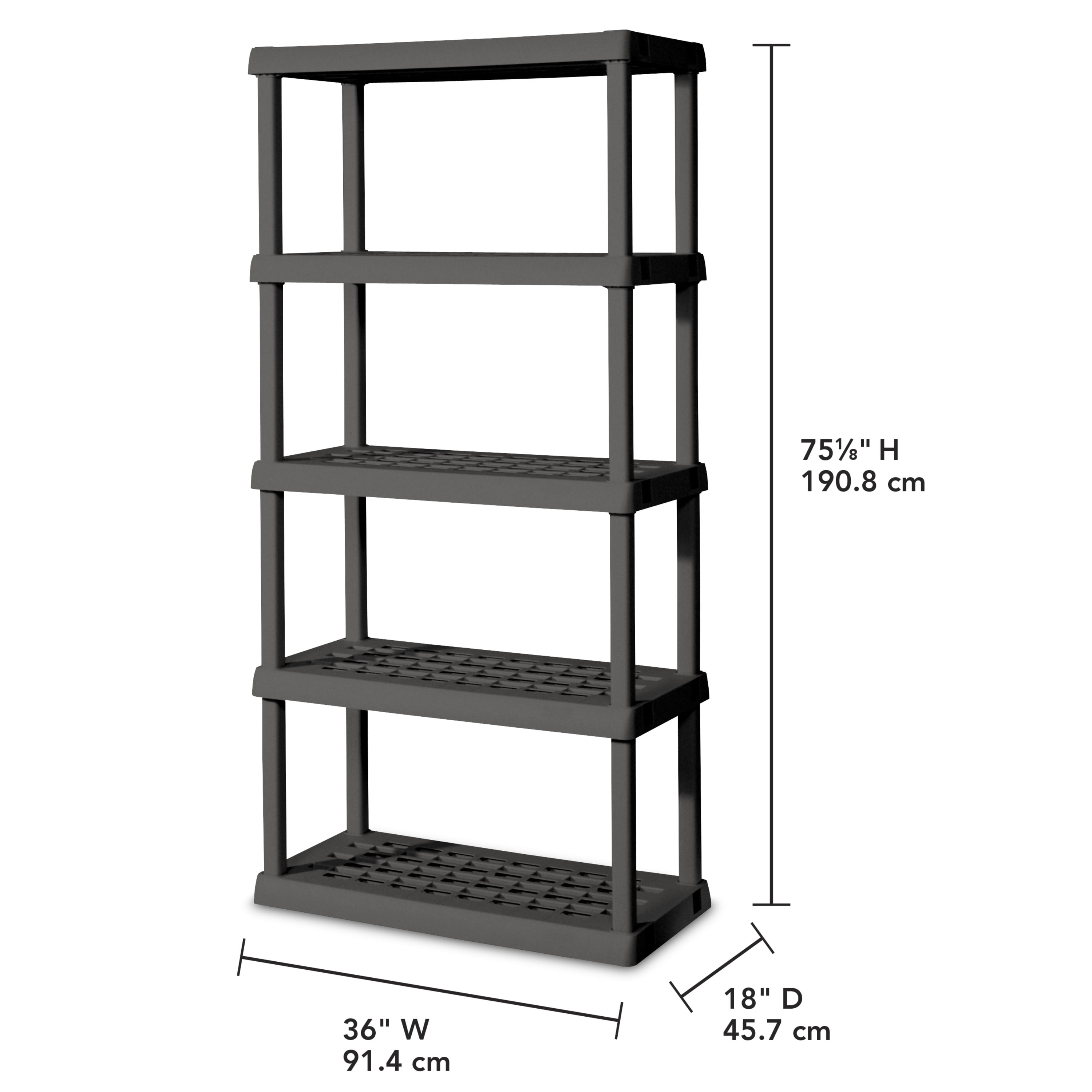 Sterilite 5 Shelf Unit Plastic, Flat Gray