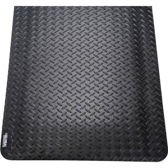 0.93 in. & 3 x 5 ft. Global Industrial Diamond Plate Ergonomic Mat - Black