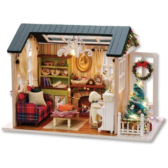 MOJINO Book Nook Kit - A Doll House Tiny DIY Miniature House Kit with LED Lights, 3D Wooden Puzzles for Adults and Teens Wooden Puzzle.