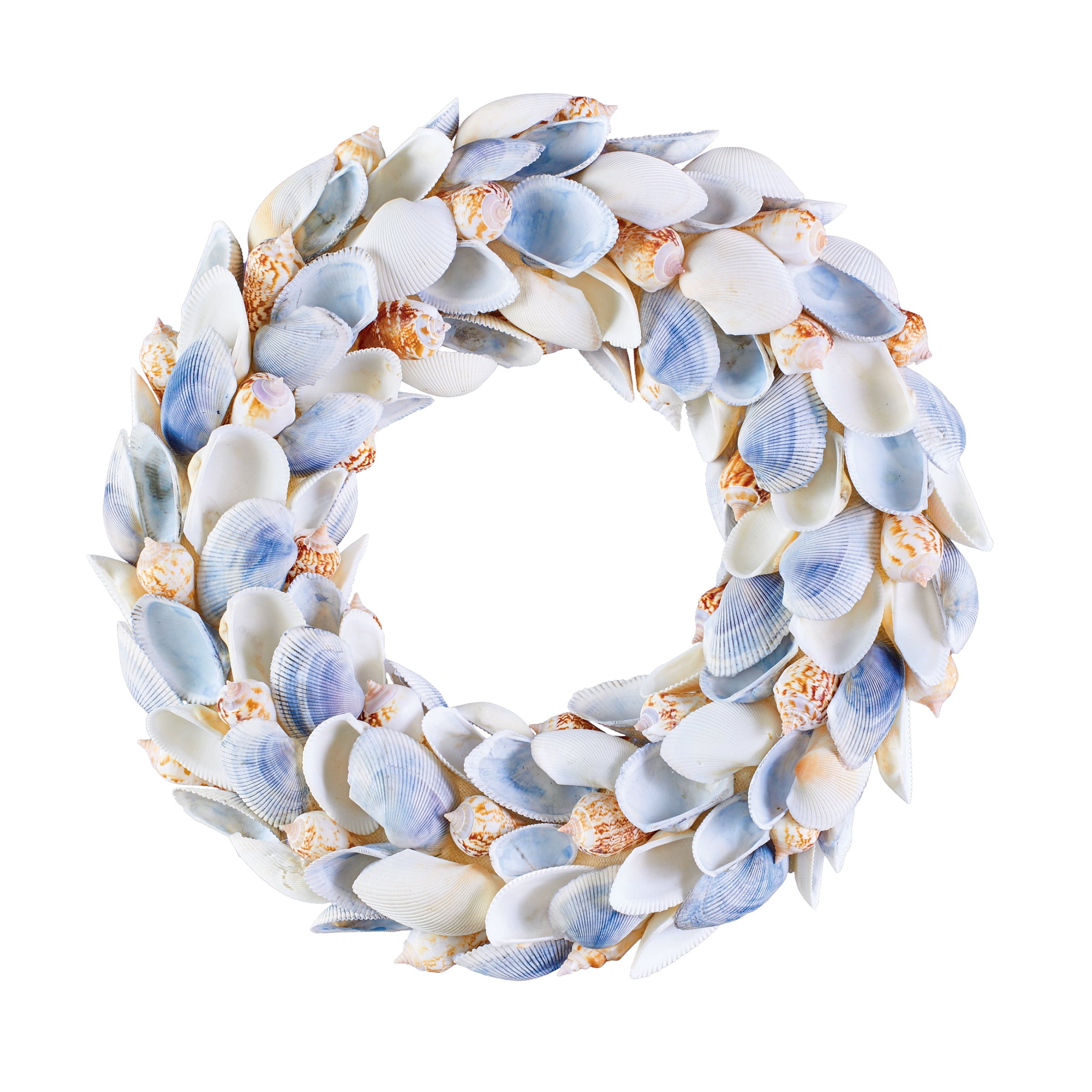 Coastal Seaside Heart Shaped Blue Clam Shells Welcome Door Wreath 
