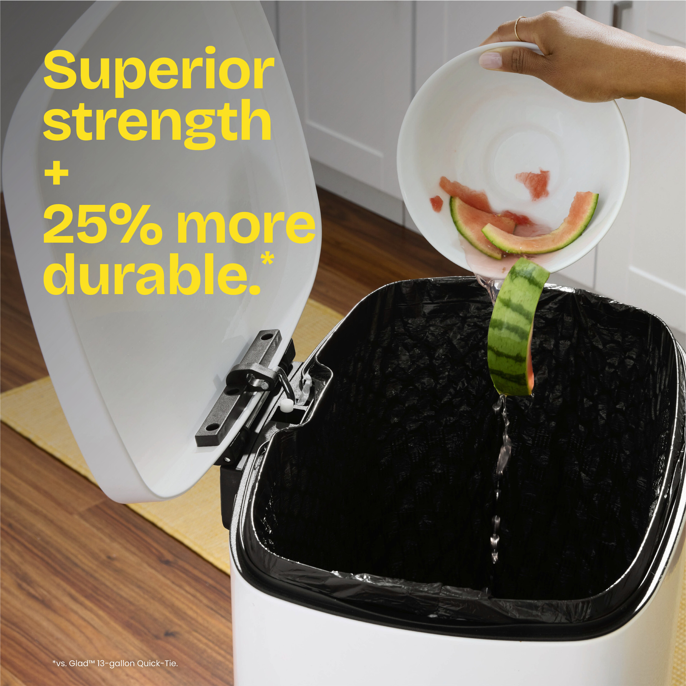 Glad ForceFlex MaxStrength LeakGuard Tall Kitchen Trash Bags, 13 Gallon, 90 Count photo 8