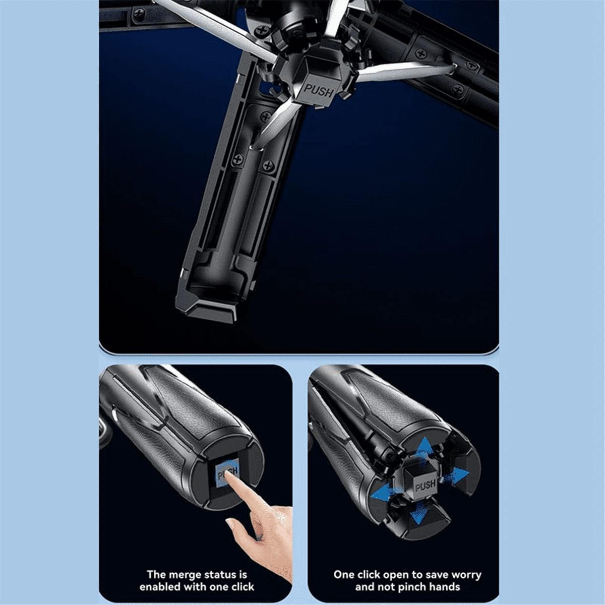 Magnetic Design Mini Bluetooth Portable Telescopic Multi Functional Tripod Phone Selfie Stick,1 * Phone Tripod kit,Black
