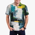 thumbnail image 1 of Balery Abstract Brushstrokes Green Blue Camisa Polo de Hombre con Estampado, de Manga Corta y Tejido Medio, Camisa Tipo Golf Polo-Medium, 1 of 6