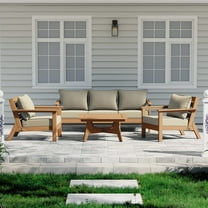 WestinTrends Avalon Outdoor 6-Piece Modular Sectional Patio Furniture Sofa Set, Teak/Beige