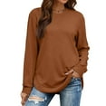 thumbnail image 3 of Women's Sweatshirt Crewneck Curved Hem,Long Sleeve Shirt Womens Loose Top Women Pullover Ginger S, 3 of 5