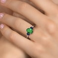 thumbnail image 4 of Gem Stone King 925 Sterling Silver Green Nano Emerald and Blue Sapphire Engagement Ring for Women | 2.20 Cttw | Oval 9X7MM | Gemstone May Birthstone | Size 5, 4 of 6