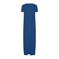 thumbnail image 5 of Dezsed Women's Short Sleeve Loose Plain Maxi Dresses Casual Round Neck Short Sleeved Vacation Long Dresses with Pockets Dark Blue 4XL, 5 of 6