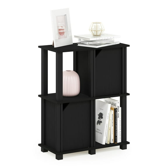 Furinno Brahms 3-Tier Storage Shelf with 2 Doors, Black Oak/Black