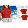 thumbnail image 6 of Resicozy Girls Athletic Oversized Crop Tops for Kids Drop Shoulder Short Sleeve T Shirts Workout Basic Tees 1-10 Years Light Purple 100, 6 of 9