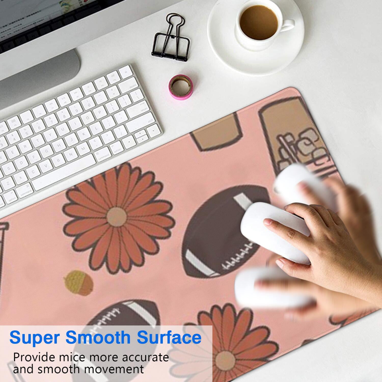 Long Mouse Pads for Desk,Pink Football and Drinks Pattern Desk Mats on Top Of Desks, Desk Mouse Pad Extra Large with 3mm Non-Slip Base and Stitched Edge for Gaming,Office,Work,Home 31.5"x11.8"