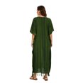 thumbnail image 6 of Beautybatik Green Women Stripe Caftan Kaftan Loungewear Maxi Plus Size Long Dress 4X, 6 of 6