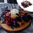 thumbnail image 6 of Halloween Candlestick Wreath Artificial Rose Flowers Red And Silk Fake Maple Leaves Candlestick Wreath For Home Party Dining Table Candle Holders 9.84in, 6 of 6