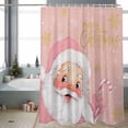 thumbnail image 2 of Merry Christmas Bathroom Shower Curtain Pink Santa Claus Poinsettia Winter Snowflake Waterproof Washable Shower Curtains for Bathtub Bath Decor with Grommets and Hook 66 X 72 Inch, 2 of 8