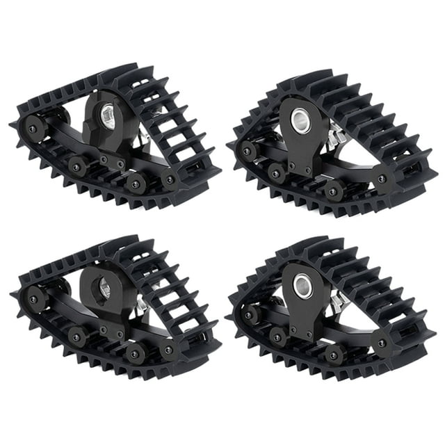fastboy 4pieces Snow Tires Sets Simulate Carload Tracks Wheel Sandmobile Conversion 4Pcs For 1/18 RC Crawler Car T RX-4M Black XZ-001BL