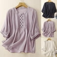 thumbnail image 2 of ShiShine 3/4 Length Sleeve for Women Tops Crewneck Pleated Embroidered Shirts Dressy Casual Loose Blouses, 2 of 8