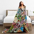 thumbnail image 5 of Mexican Candy Skull Blanket Fleece Throw Blanket Super Soft Flannel Throw Blanket Lightweight Fluffy Plush Fuzzy Cozy Thickened Soft Sofa Bed Blanket for Bedding Sofa and Travel 60"x50", 5 of 7