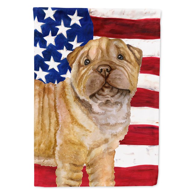 "Treasures bb9719chf Shar Pei cachorro patriótico lienzo decorativo bandera al aire última intervensión, tamaño de la casa, multicolor" Caroline's Treasures BB9719CHF