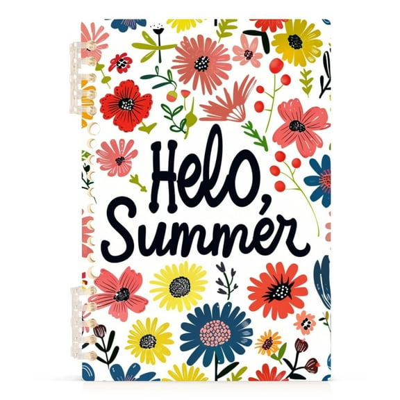 Hello Summer Flower Spiral Journal Notebook College Ruled Notebook 8.3" x 5.7" A5 Lined Thick Paper Page