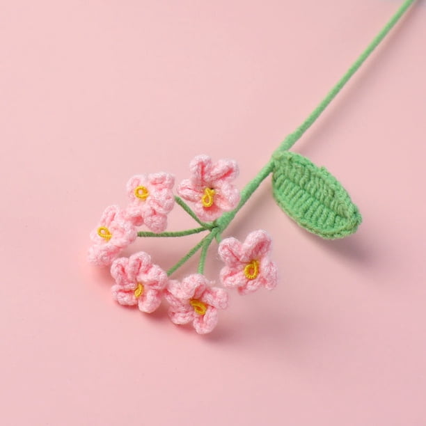 Ramo Pequeño de Simulación Hecho a Mano | Flores Tejidas con Hilo de Algodón Suave E Inodoro | Planta Decorativa de Larga Duración y Apta para Alérgicos | Decoración para Oficina, Jardín, Hogar, Fies