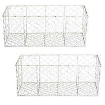 DII Chicken Wire Collection Farmhouse Vintage Wall Baskets, Medium Basket, White