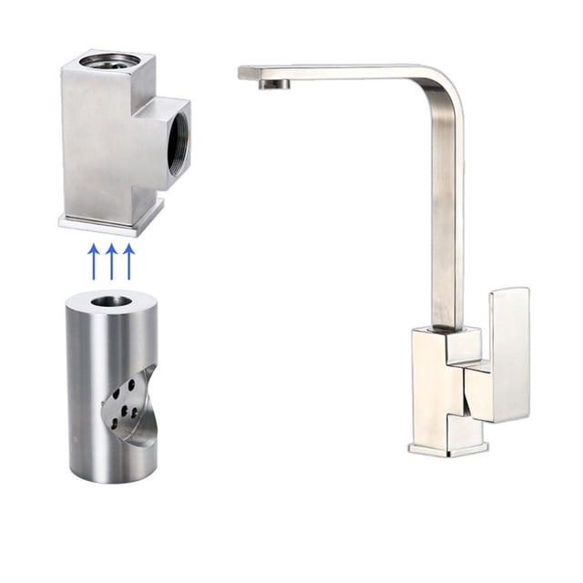 Square Kitchen Stainless Steel Faucet Hot and Cold Mixer Sink Tap Deck Mounted Water Tap ,Versatile Functionality