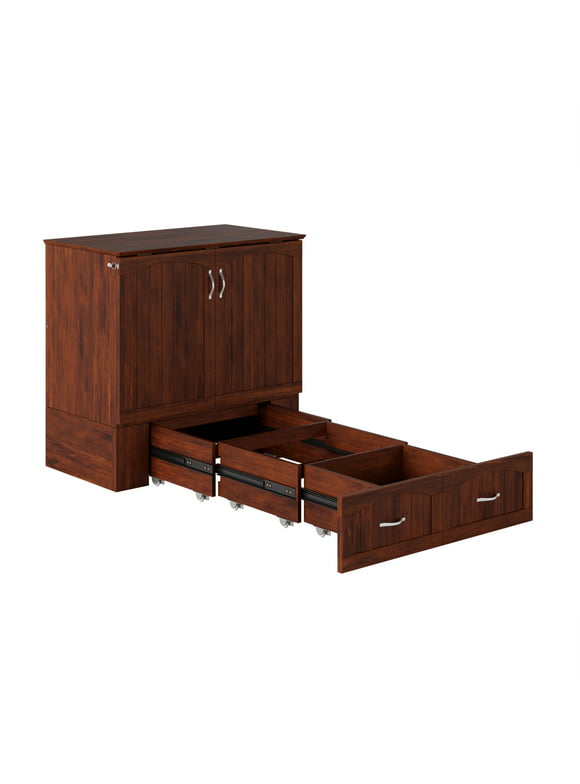 Southampton Murphy Bed Chest Twin Extra Long Walnut with Charging Station
