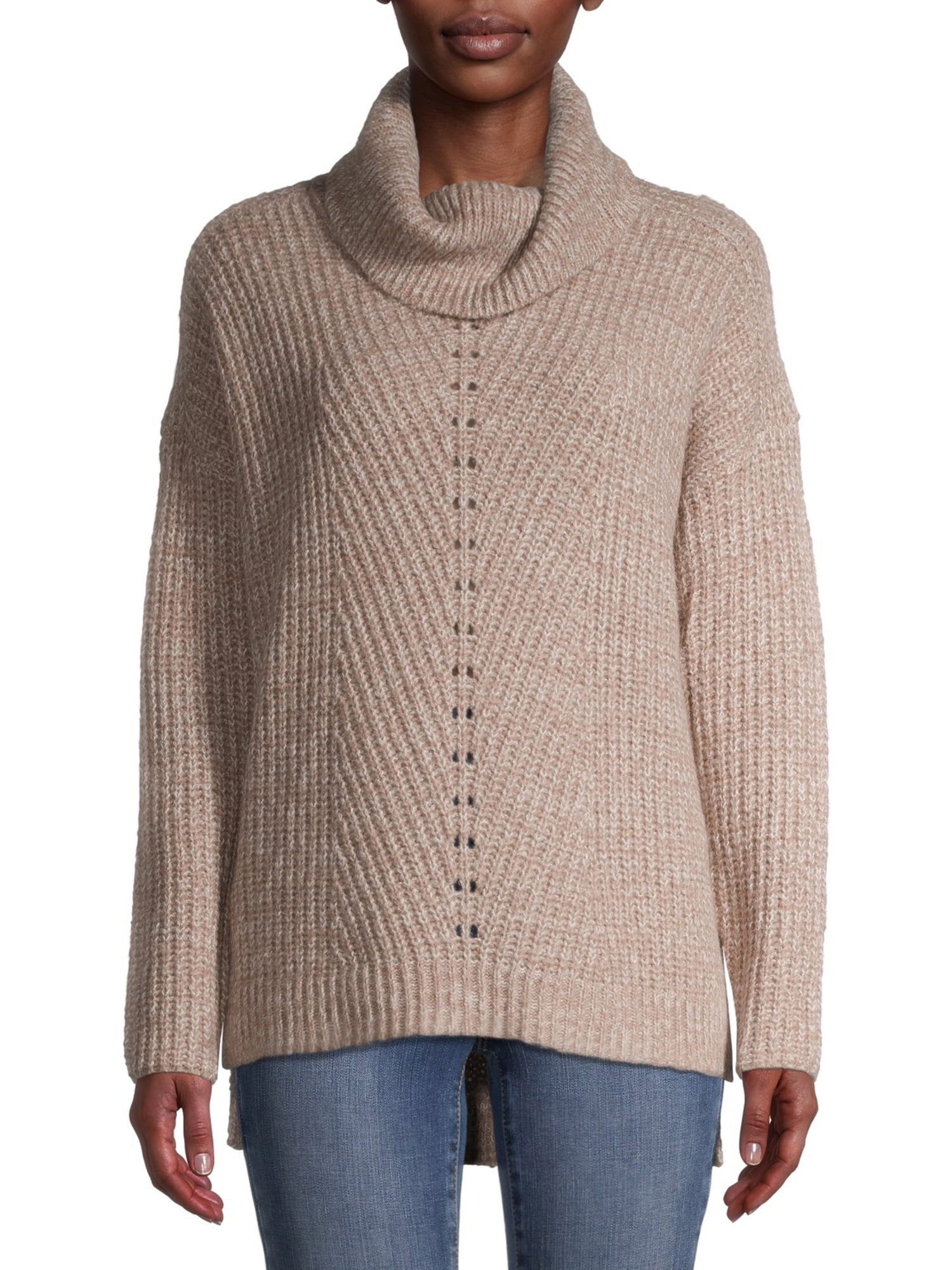 Time and Tru Women's Textured Cowl Neck Sweater - Walmart.com