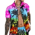 thumbnail image 3 of DYMADE Men Lapel Short Sleeve Shirt Shorts Hawaii Two Piece Sets, 3 of 4
