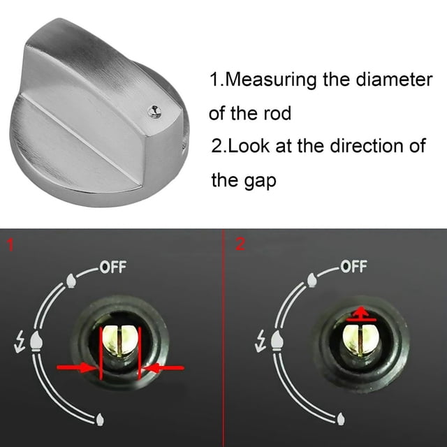2PCS Rotary Switches Round Knob ; round Stove Burner Oven Kitchen Parts Handles Metal Fire Switch Button, 6mm, Type 1