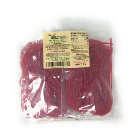 - Strawberry Laces Five - 5.5 Oz. Sealed Bags Red Licorice Laces